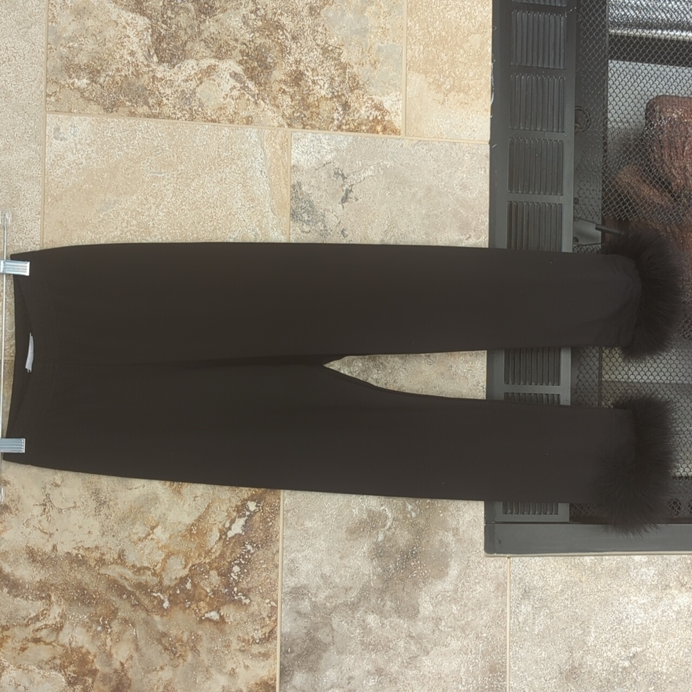 Black XS Sleeper Weekend Chic Turkey Marabou Feather Leggings
